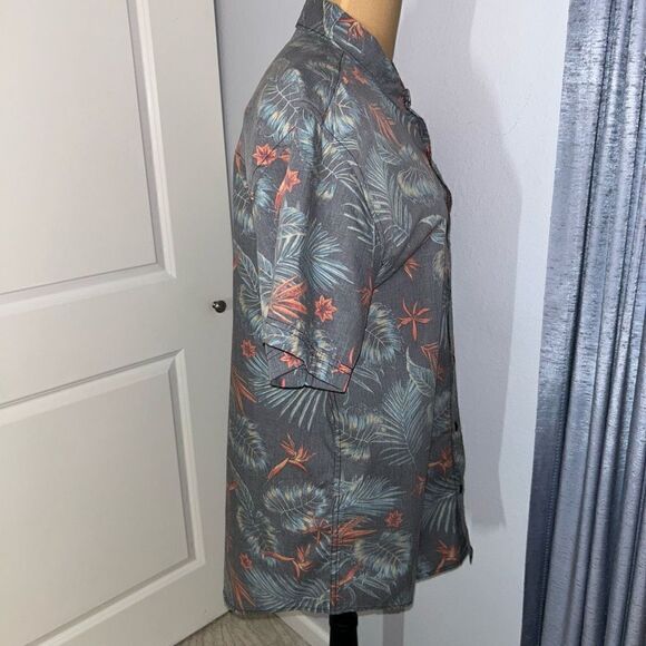 D&C Blue and Orange Hawaiian Button Down Short Sleeve Shirt - Picture 3 of 6